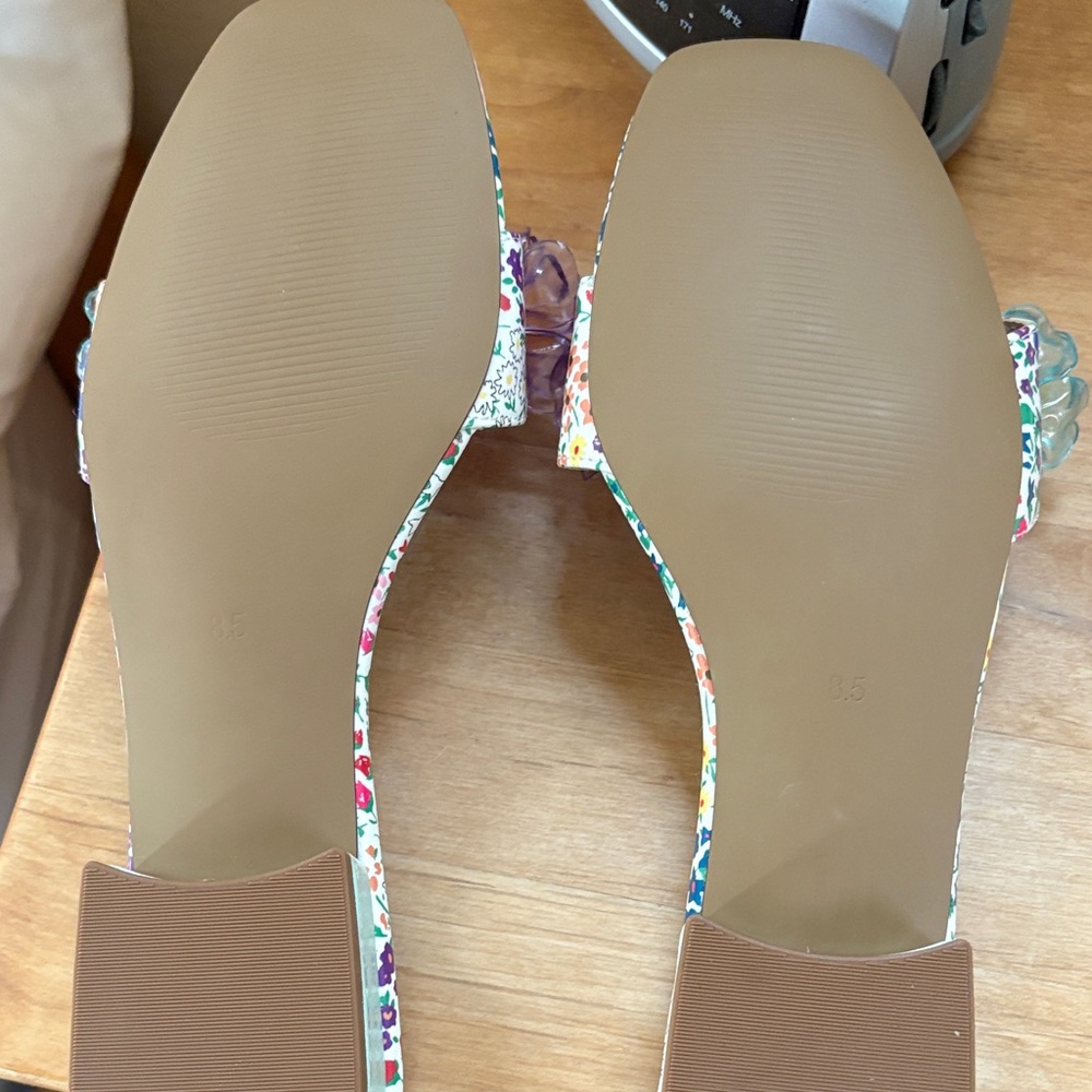 Betsey Johnson Floral Slide Sandals with Pink and Yellow Accents - Picture 5 of 5